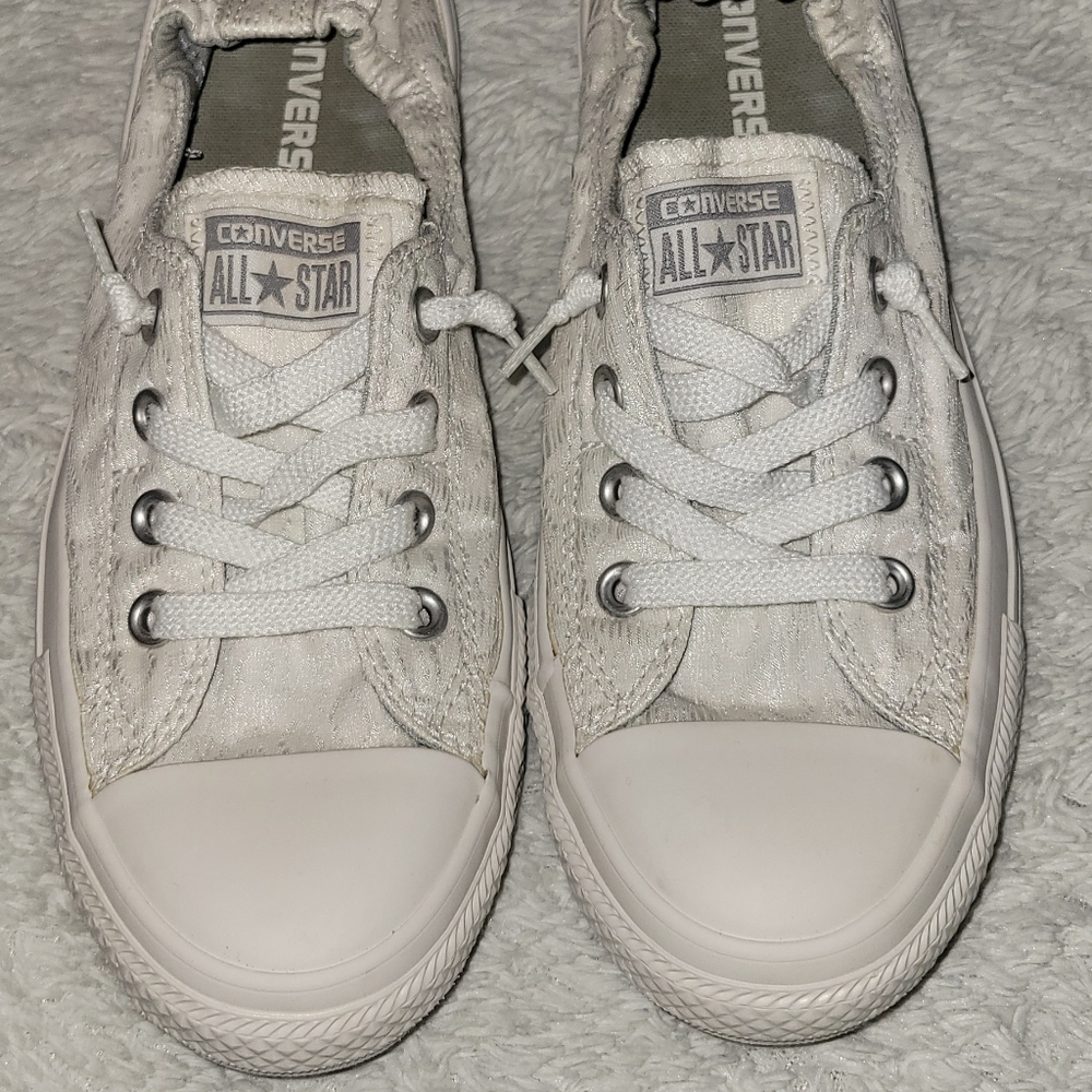 Converse white all star slip on sneakers